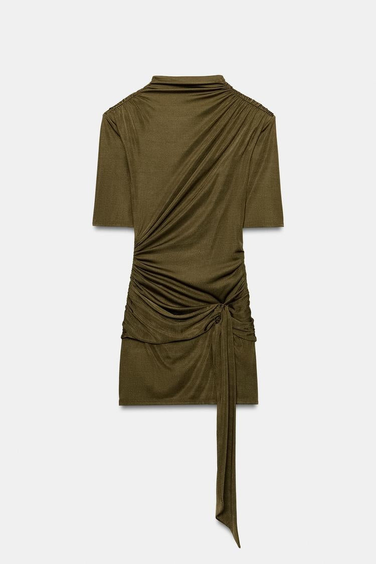 ZA Draped Ruched Mini Dress