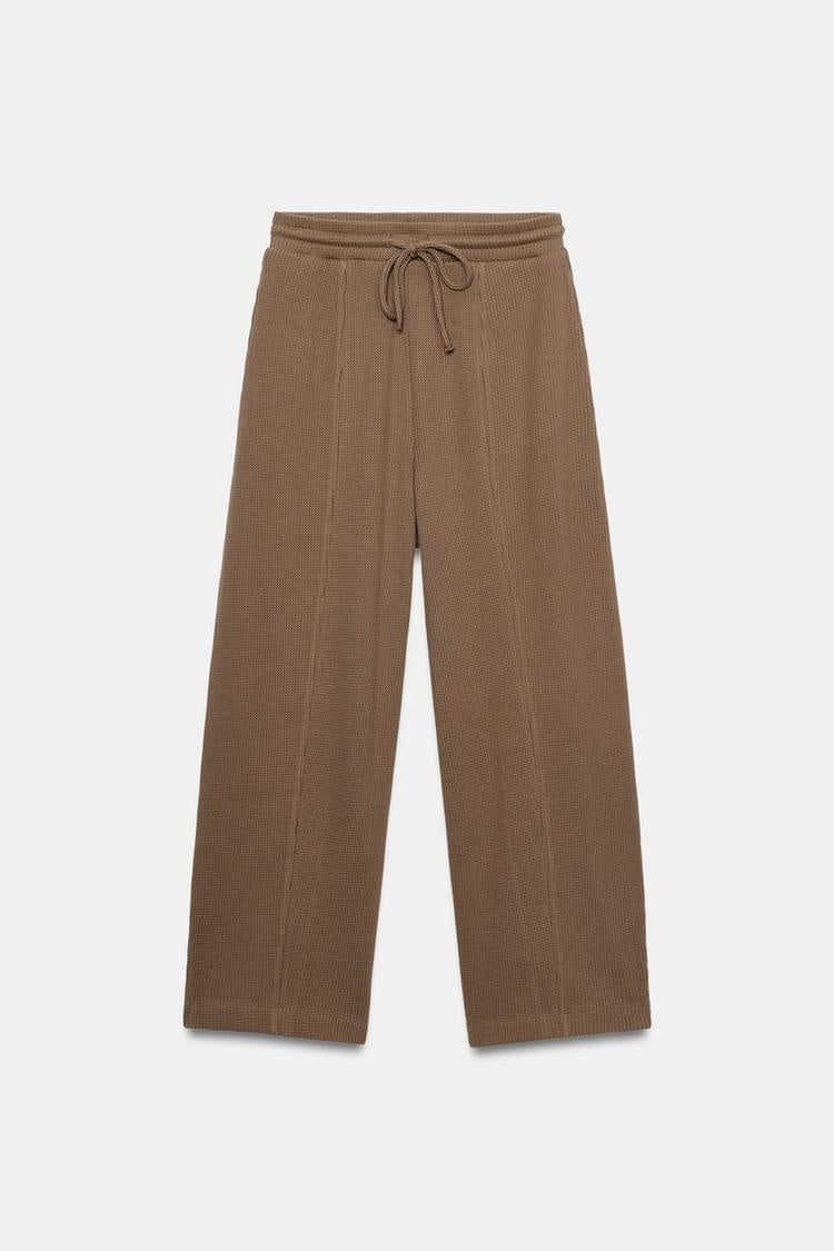 ZA Knit Hooded Top & Wide-Leg Pants Set