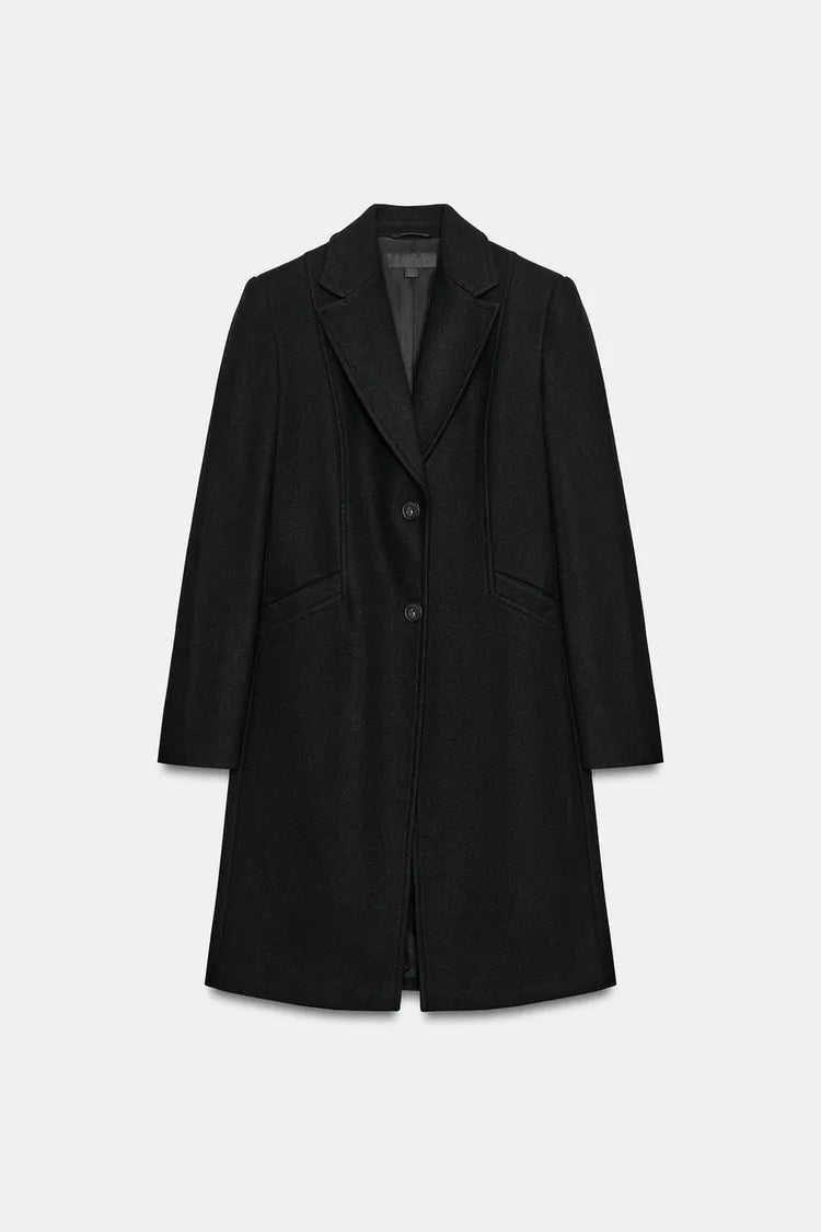 ZA Classic Single-Breasted Long Coat